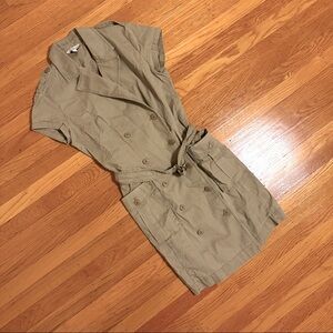 L.L. Bean Signature Khaki Cap Sleeve Belted Mini Dress Size 2